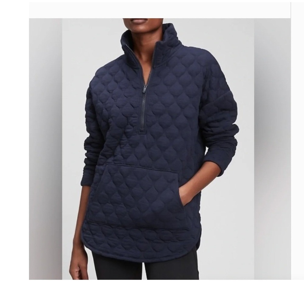 GapFit Jacquard‎ Half-Zip Quilted Pullover Jacket Navy Blue XL 709927-02